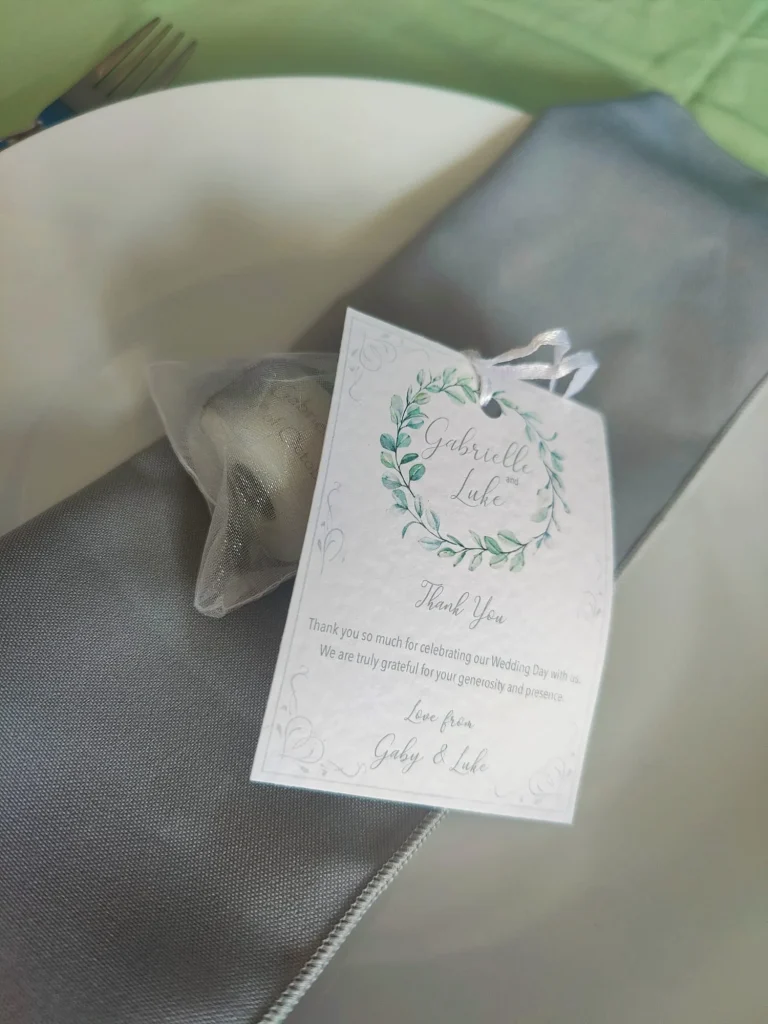 Green and Grey Favour Label