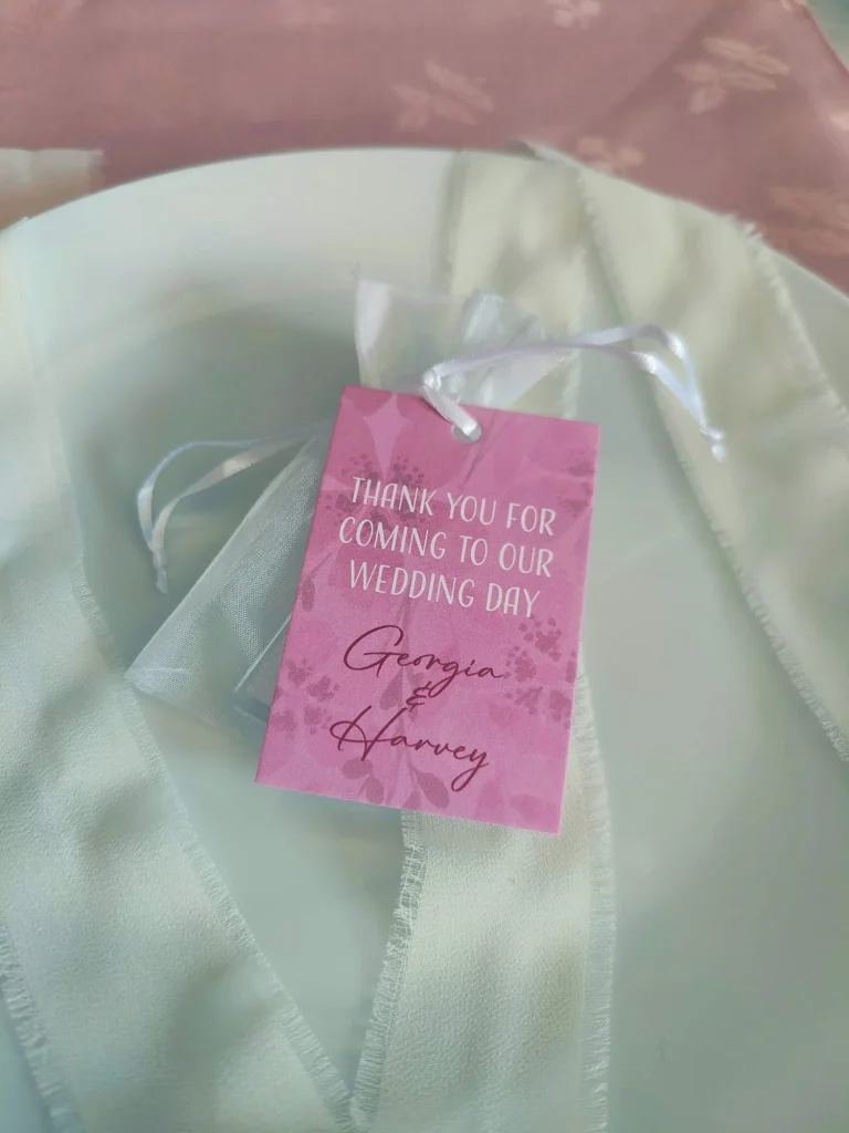 Pink and White Label, Wedding Thank You