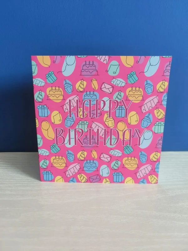 Dark Pink Happy Birthday Card