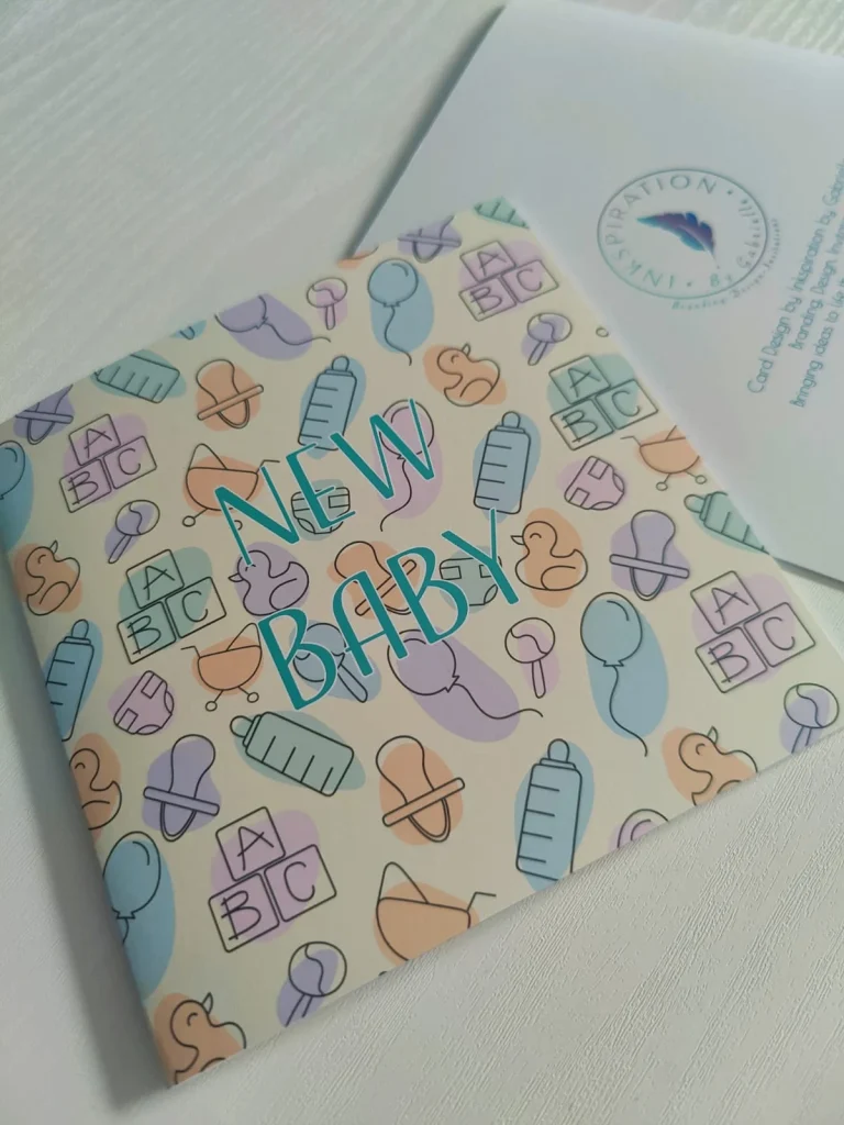 New Baby Card, And Back Of Card