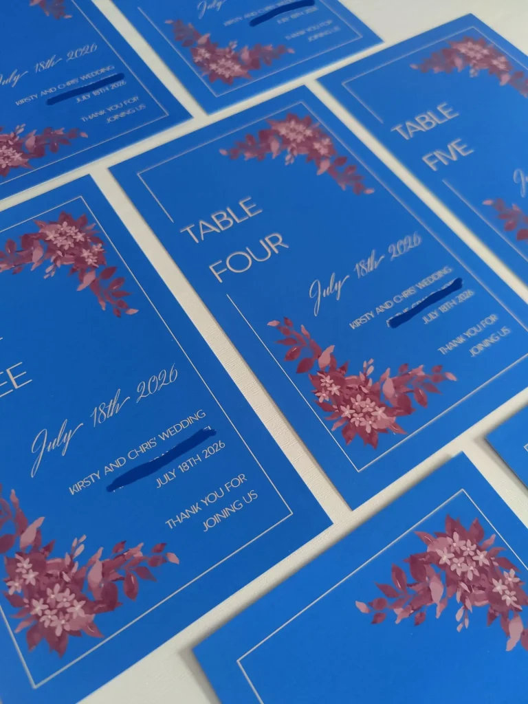 Wedding Stationery Suite - Table Four - Wheeler Wedding - Table Numbers