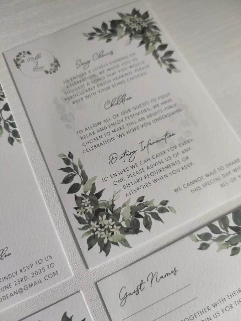 Taylor Wedding Invitation Suite - Details Sheet Image 2