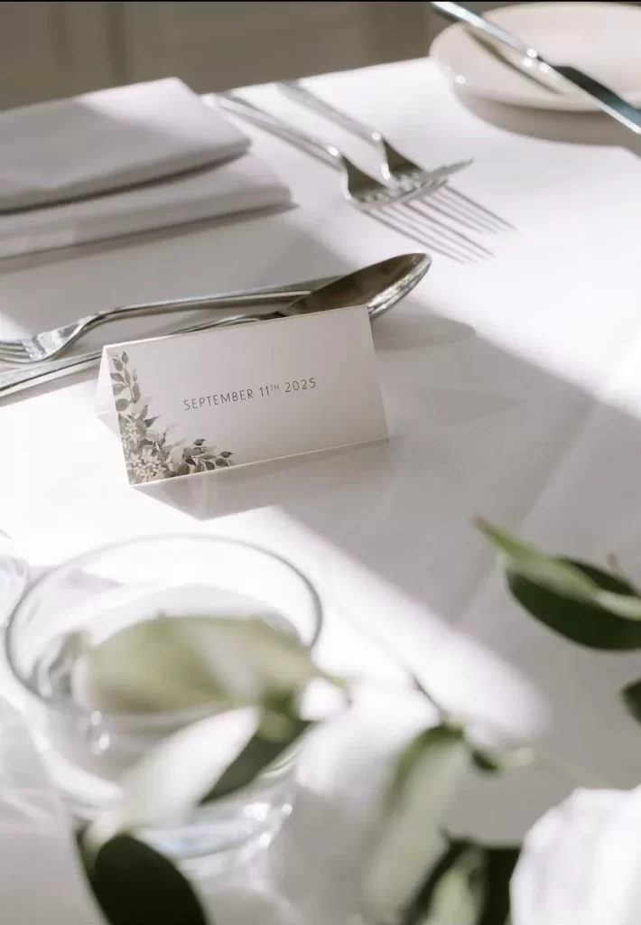 Wedding place name, showing the back with the date of the wedding on it, for Nikki and Dean's Wedding