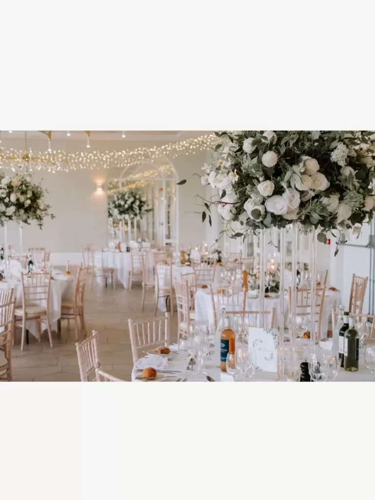 Wedding reception with floral decorations
